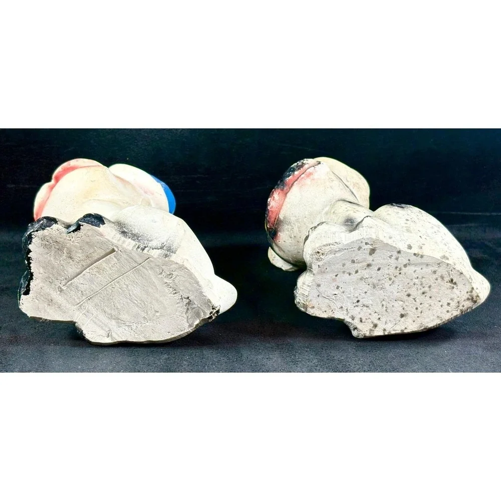 Vintage Pair‎ Chalk Ware Bonzo Dogs Carnival / Fair Prize Bulldogs w/ Derby Hats